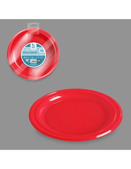S/10 PLATO REUT. ROJO LLANO 22 CM