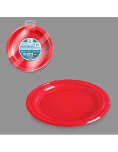 S/25 PLATO REUT. ROJO LLANO 22 CM