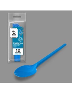 S/12 CUCHARA 16.5CM REUTILIZABLE AZUL