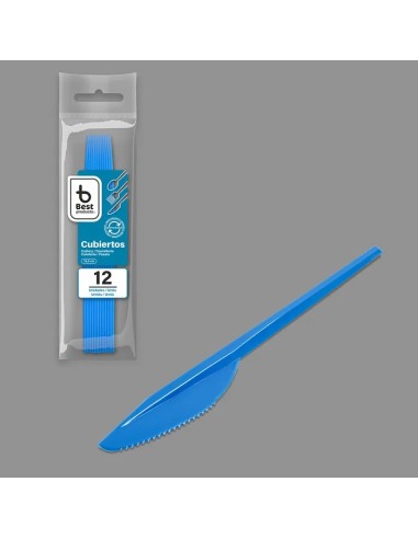 S/12 CUCHILLO 16.5CM REUTILIZABLE AZUL