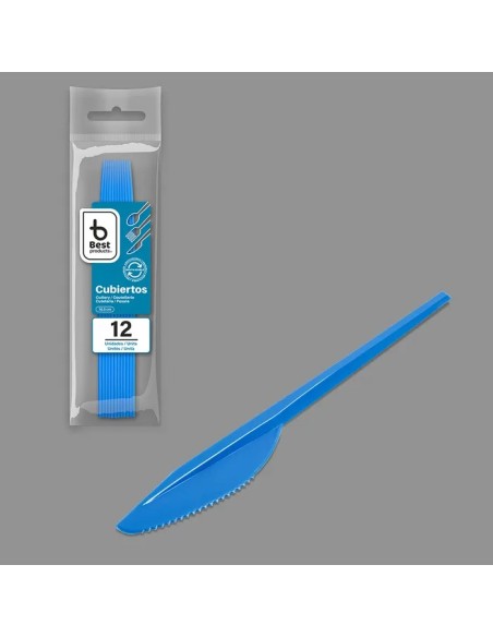 S/12 CUCHILLO 16.5CM REUTILIZABLE AZUL