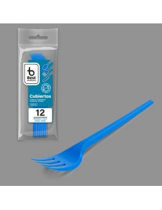 S/12 TENEDOR 16.5CM REUTILIZABLE AZUL