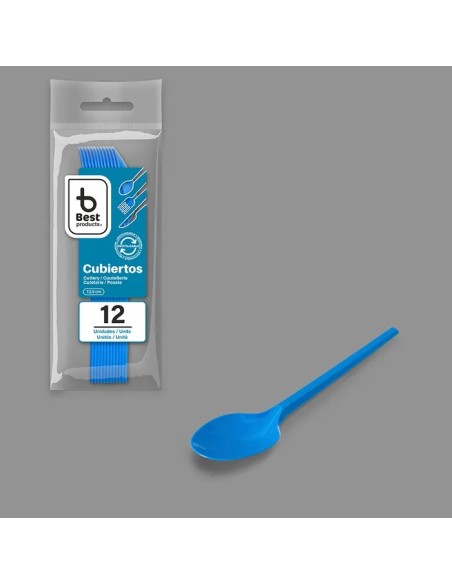 S/12 CUCHARITA 12.5CM REUTILIZABLE AZUL
