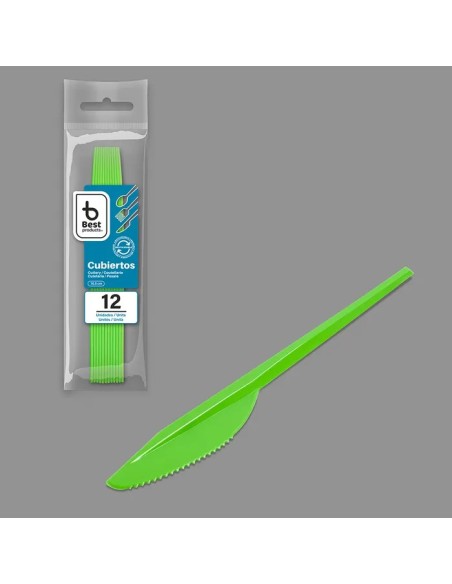 S/12 CUCHILLO REUTILIZABLE VERDE 16,5 CM