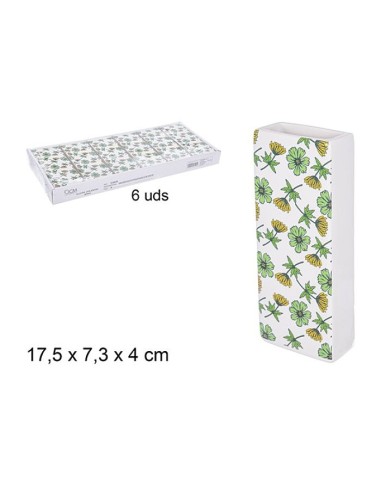 HUMIFICADOR CERAMICA RECTANGULAR DECORADO FLORES