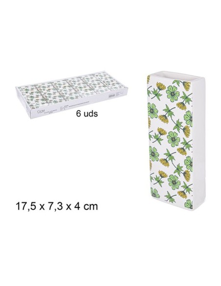 HUMIFICADOR CERAMICA RECTANGULAR DECORADO FLORES