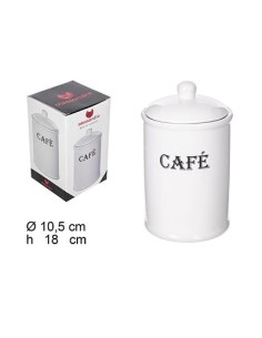 BOTE CAFE 10.5CM CON TAPA CERAMICA BLANCA