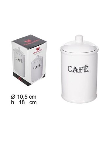 BOTE CAFE 10.5CM CON TAPA CERAMICA BLANCA