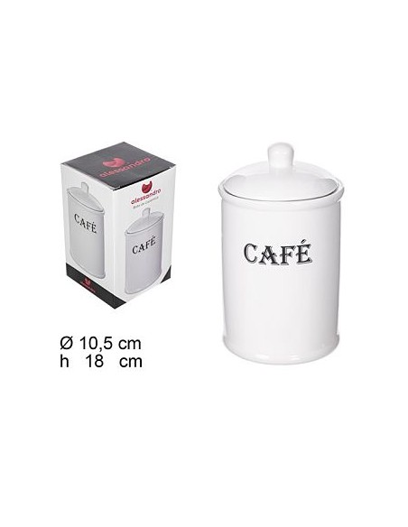BOTE CAFE 10.5CM CON TAPA CERAMICA BLANCA