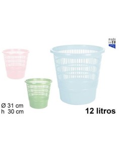 PAPELERA 12L PLASTICO REJILLA COLORES PASTEL