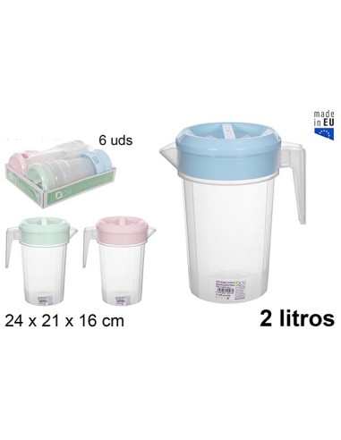 JARRA 2L PLASTICO REDONDA TAPA COLOR PASTEL