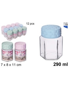 TARRO CRISTAL 290ML HEXAGONAL TAPA RATAN COLORES
