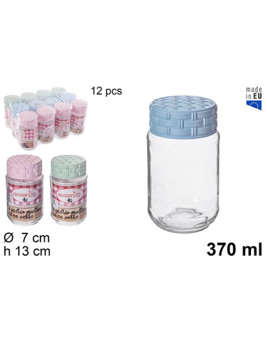 TARRO 370ML CRISTAL TAPA RATAN COLORES PASTEL