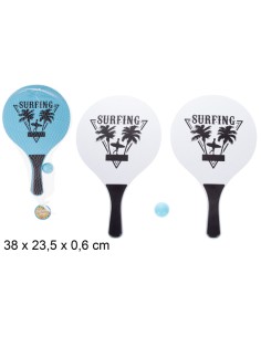 JUEGO PALETAS PLAYA REDONDA DECORADA SURFING