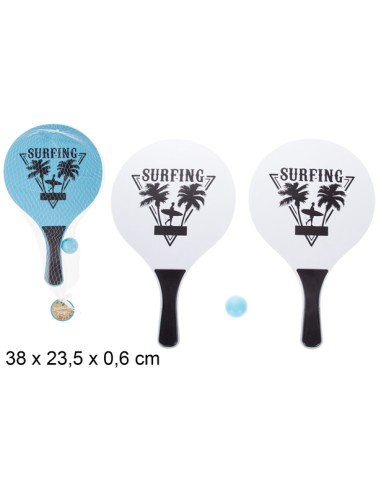 JUEGO PALETAS PLAYA REDONDA DECORADA SURFING