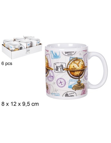 TAZA MUG DECORADA BOLA DEL MUNDO