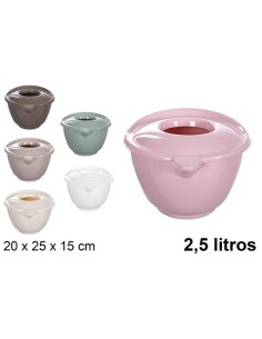 BOWL PLASTICO MEZCLADOR CON TAPA 2,5 L.