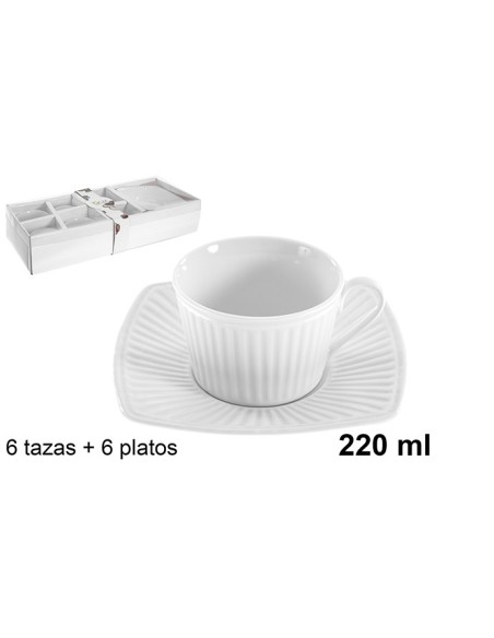 SET 6 TAZAS DE CAFE CON LECHE + 6 PLATOS 220ML