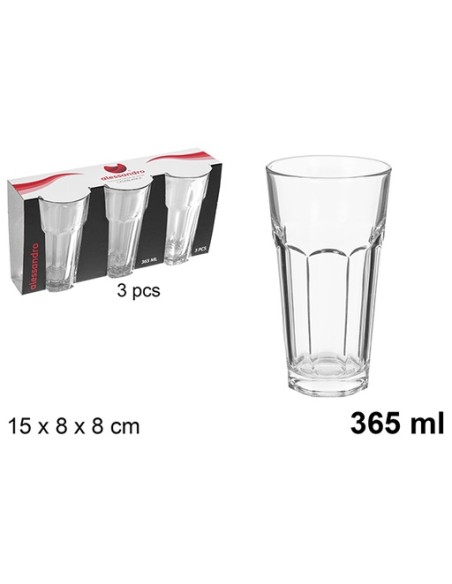 PACK 3 VASOS CRISTAL AGUA CASABLANCA 365 ML