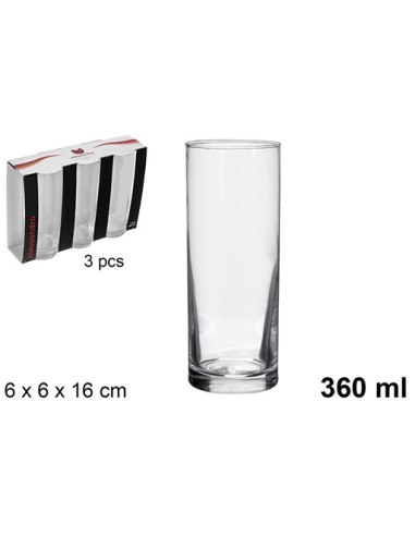 PACK 3 VASOS CRISTAL TUBO 360 ML