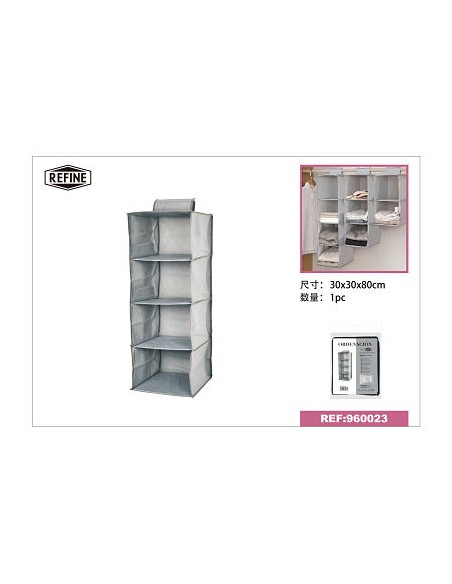 ORGANIZADOR DE ROPA 30*30*80CM GRIS