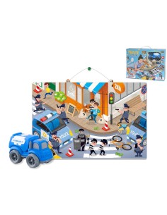 PUZZLE COLOREABLE POLICIA CON VEHICULO FRICCION 33