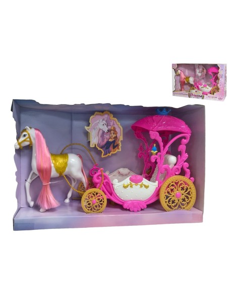 CABALLO Y CARRUAJE ROSA DE PRINCESA 55X33
