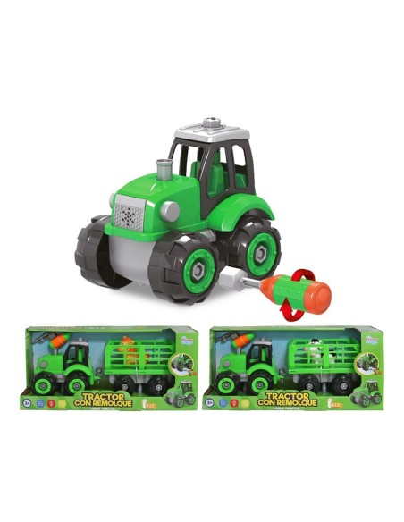 TRACTOR CON REMOLQUE Y ANIMAL DESMONTABLE 38X17X12