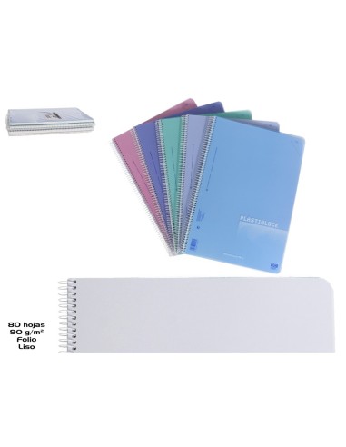 BLOC FOLIO LISO PLASTI 80H 90G 5 PASTEL