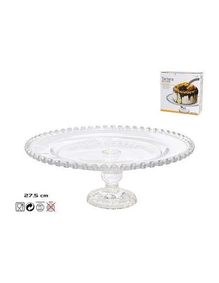 TARTERA 27.5CM CRISTAL CORAZON C/PIE