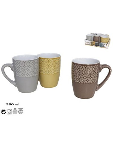 TAZA 350ML MUG GRES DROPS 3 SURTIDOS