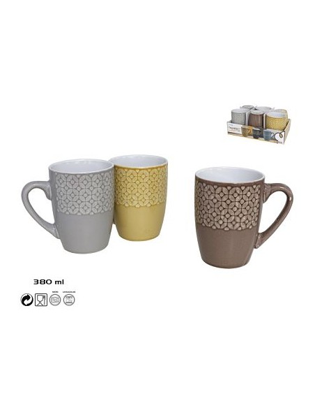 TAZA 350ML MUG GRES DROPS 3 SURTIDOS
