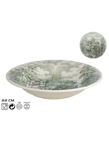 PLATO 22CM HONDO CENA INGLESA VERDE