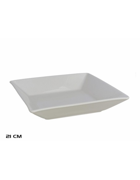 PLATO 21CM HONDO CUADRADO BLANCO