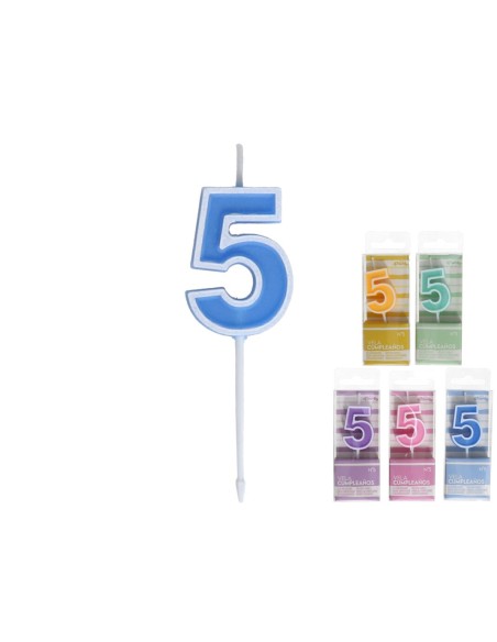 VELA CUMPLEAÑOS COLOR SURT. NÂº5