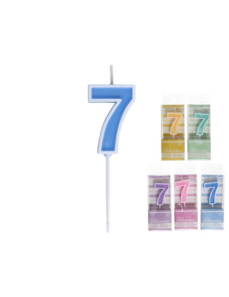 VELA CUMPLEAÑOS COLOR SURT. NÂº7