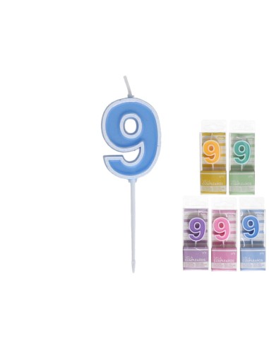 VELA CUMPLEAÑOS COLOR SURT. NÂº9