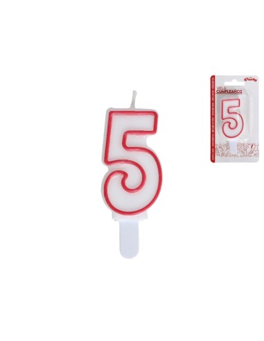 VELA CUMPLEAÑOS  ROJO/BLANCO NÂº 5