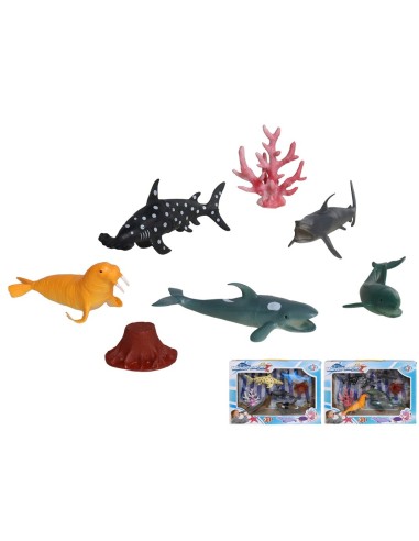 SET ANIMALES MARINOS CON 8 PIEZAS 39X6X29 CM