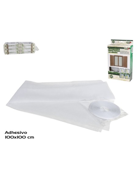 MOQUITERA BLANCA VENTANA CON ADHESIVO 100X100CM