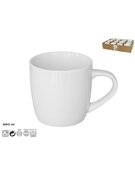 TAZA 320ML BLANCA PORCELANA