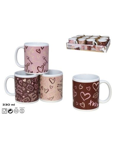 JARRA MUG CERAMICA 330ML AMANDA 4 SURTIDOS