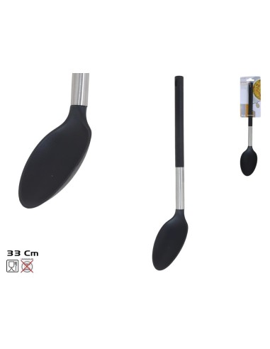 CUCHARON DE COCINA NEGRO ACERO TOGO 33,5X6CM