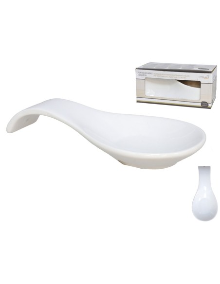 PORTACUCHARAS 24X10X3CM CERAMICA BLANCO