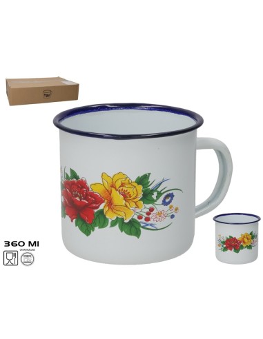 MUG ESMALTADA ROSAS 360 ML