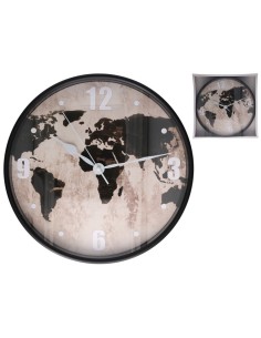 RELOJ DE PARED MUNDO 37,8CM NEGRO
