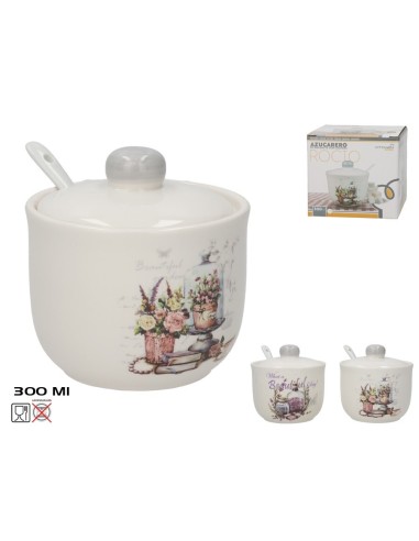 AZUCARERO C/CUCHARA 300ML ROCIO DOLOMITA 2 SURTIDO