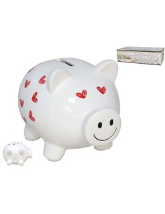 HUCHA CERDITO PEQUEÑA CON CORAZONES 11,4X8,5X9,3 C