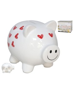 HUCHA CERDITO GRANDE CON CORAZONES 16X12X13,2 CM
