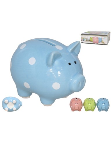 HUCHA PEQUEÑA CERDITOS 3 COLORES SURT 11,2X8,5X8,5